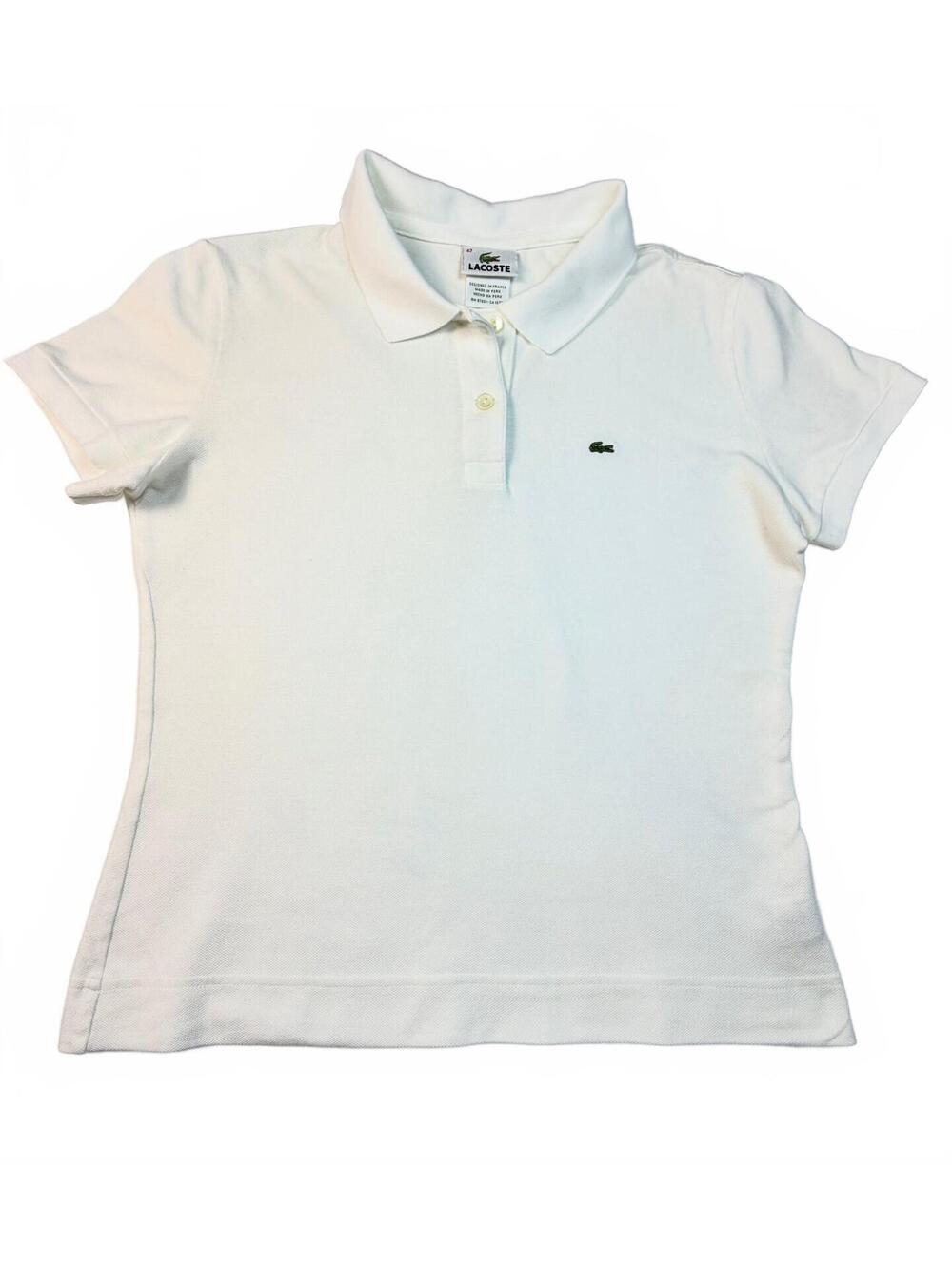 Lacoste Vintage 2000s White Cotton Classic Fit Short Sleeve Polo Shirt Size 42